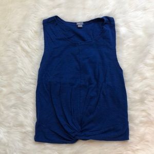 Aerie Knot Front Athleisure Tank Blue Size Small